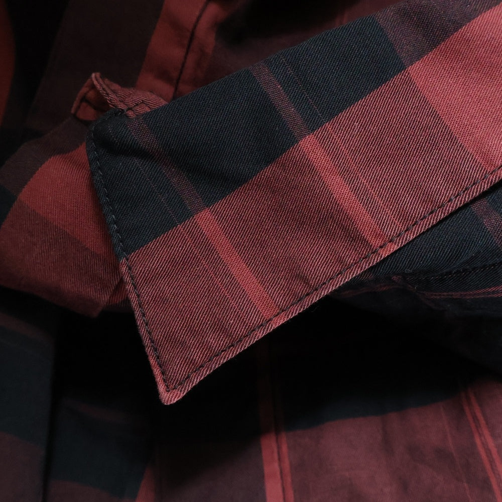 JULIUS(ユリウス) 18SS ANDOM PATTERN HARNESS SHIRT ランダムパターンハーネス付長袖チェックシャツ ブラック/レッド 617SHM1