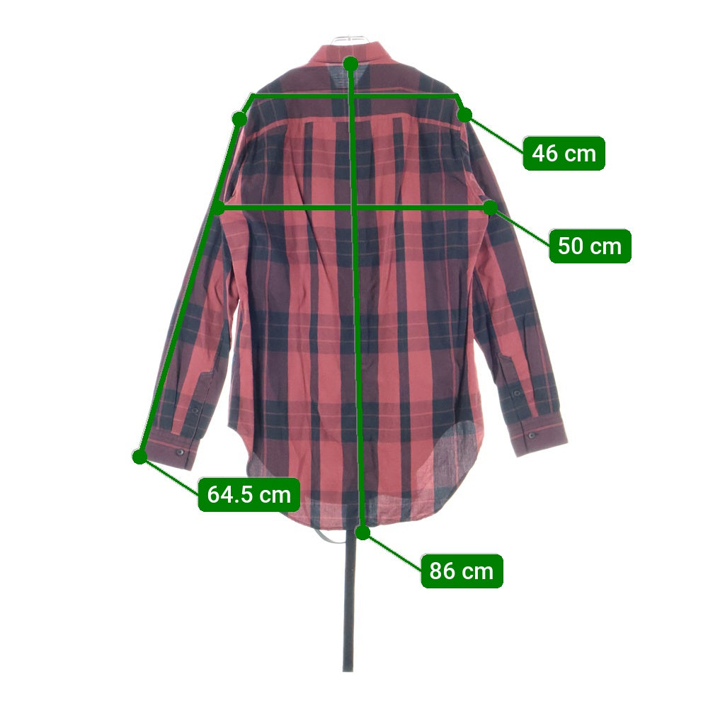 JULIUS(ユリウス) 18SS ANDOM PATTERN HARNESS SHIRT ランダムパターンハーネス付長袖チェックシャツ ブラック/レッド 617SHM1