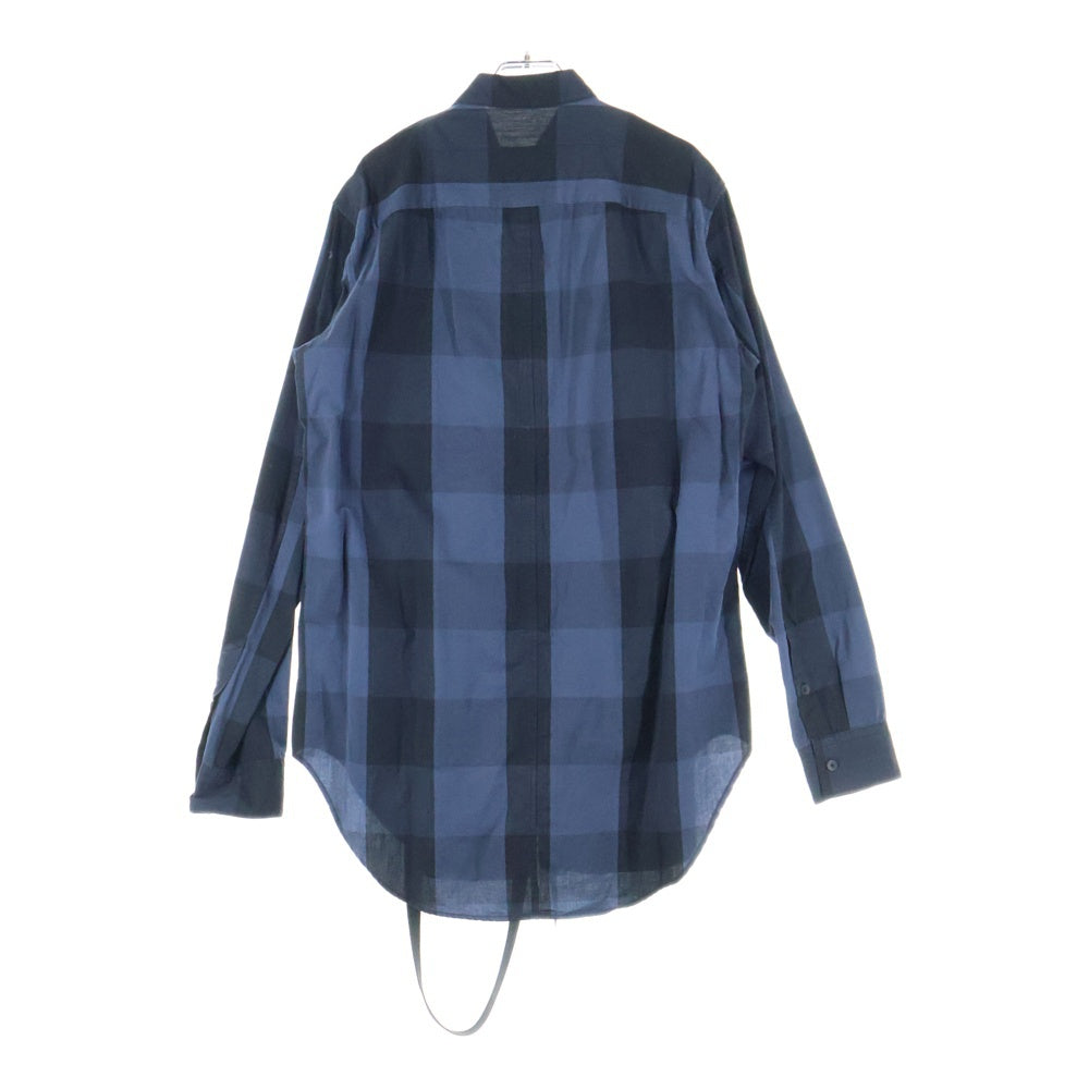 JULIUS(ユリウス) 18SS ANDOM PATTERN HARNESS SHIRT ランダムパターンハーネス付長袖チェックシャツ ブラック/ブルー 617SHM1