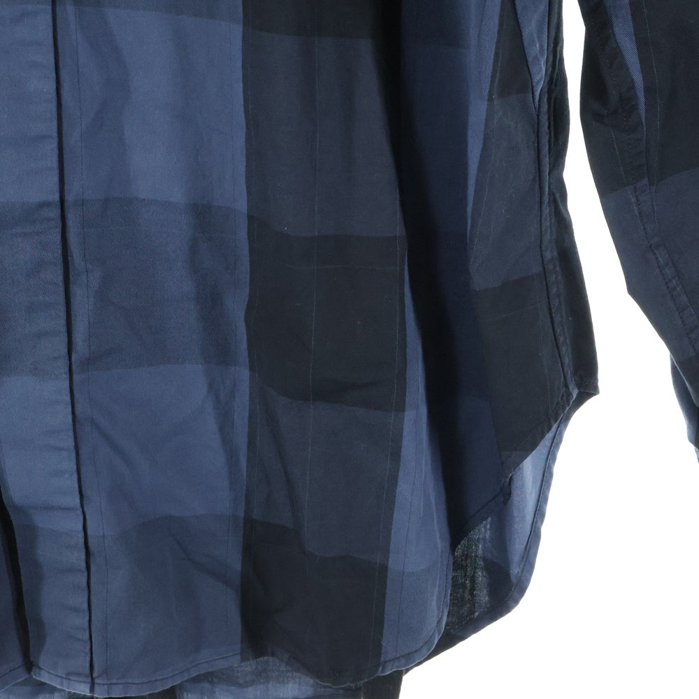 JULIUS(ユリウス) 18SS ANDOM PATTERN HARNESS SHIRT ランダムパターンハーネス付長袖チェックシャツ ブラック/ブルー 617SHM1