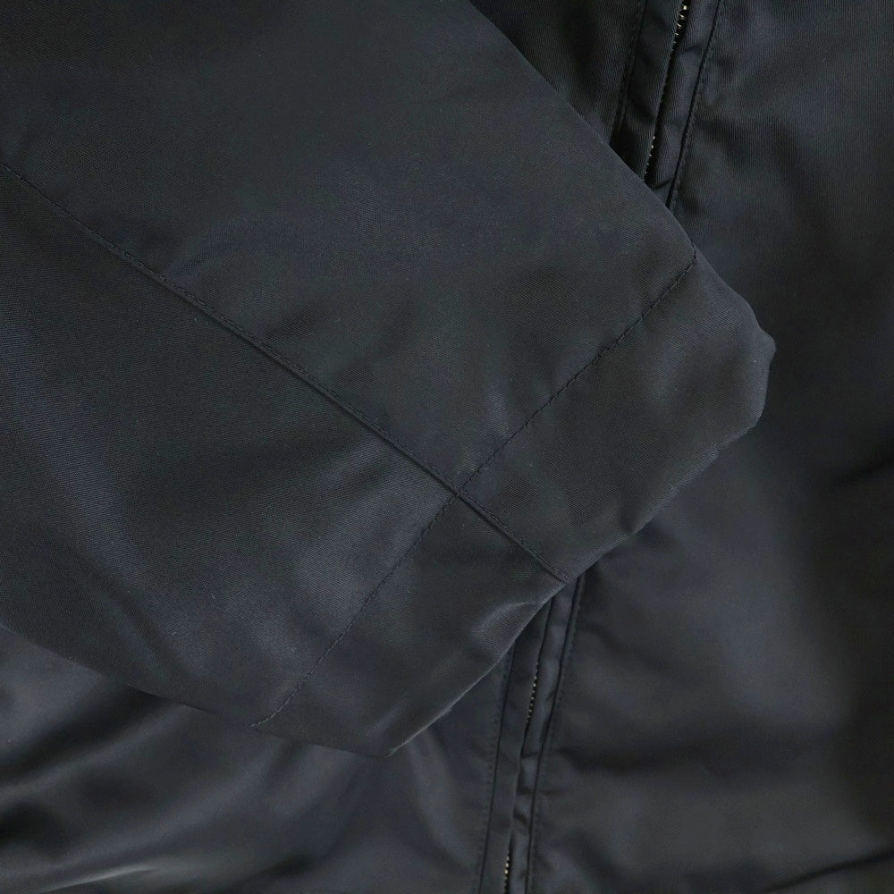 GUCCI(グッチ) 25SS レザー ワッペンロゴ ナイロンツイル レイヤード フーデッド ジップアップ ジャケット ブラック/オレンジ 804964