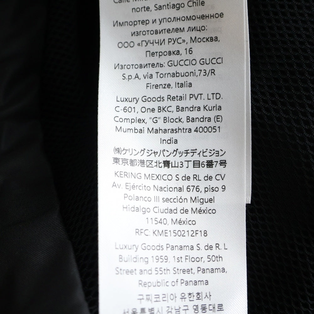 GUCCI(グッチ) 25SS レザー ワッペンロゴ ナイロンツイル レイヤード フーデッド ジップアップ ジャケット ブラック/オレンジ 804964