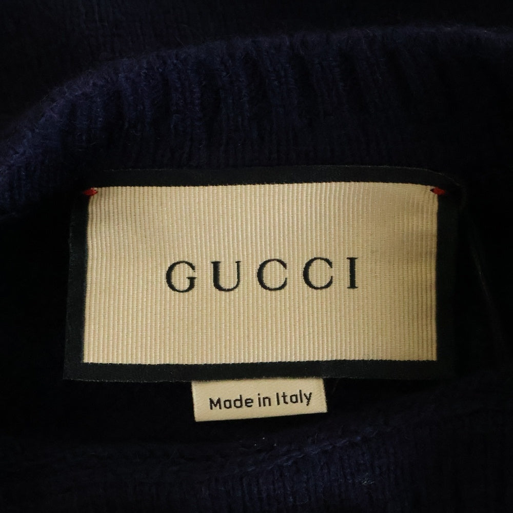 GUCCI(グッチ) 22SS ホースビット カシミヤ クルーネック プルオーバー 長袖ニット セーター ネイビー 628389