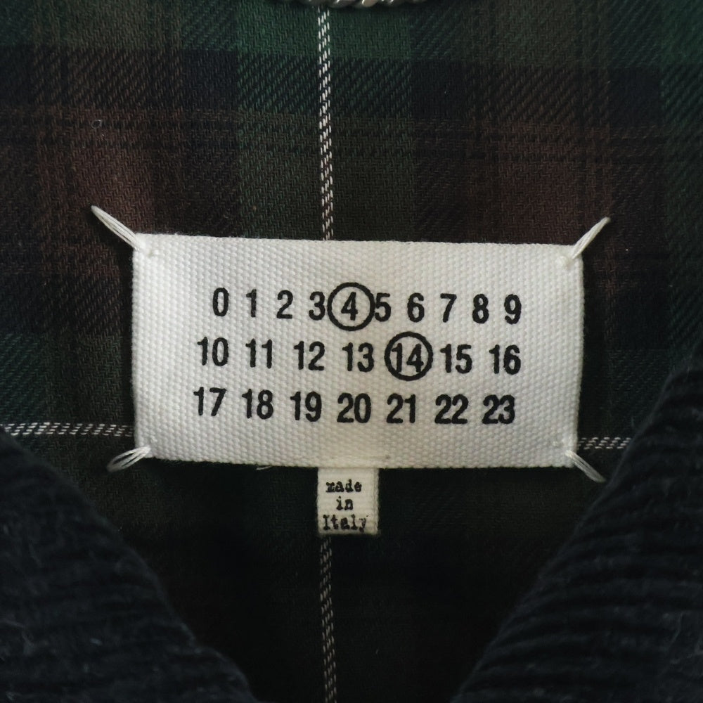 Maison Margiela 14(メゾンマルジェラ) 22AW ワックスドコットン 裏地チェック柄 マルチポケット ハンティングジャケット グリーン SI1AM0001 S47739