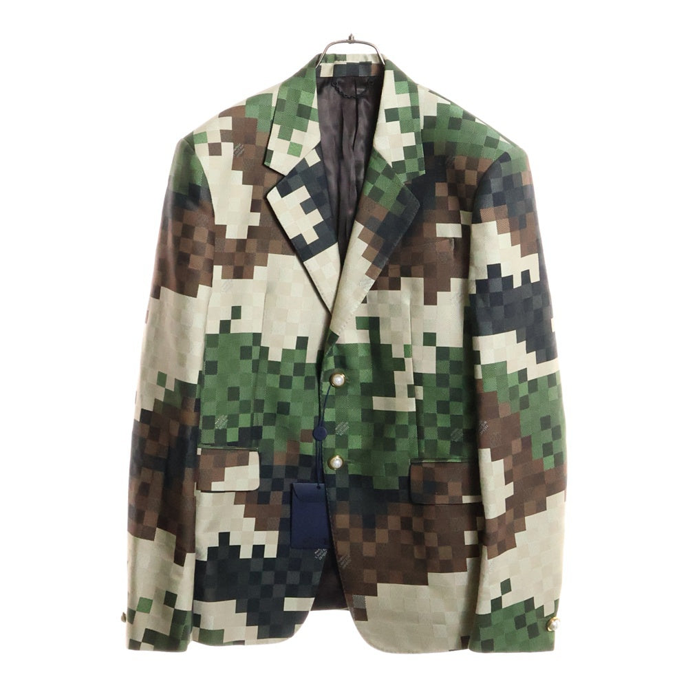 LOUIS VUITTON(ルイヴィトン) 24SS ダモフラージュ ダミエ ピクセル 迷彩 カモフラ総柄 2B テーラードジャケット グリーン×ブラウン×ベージュ RM241 HSB HQJ60E