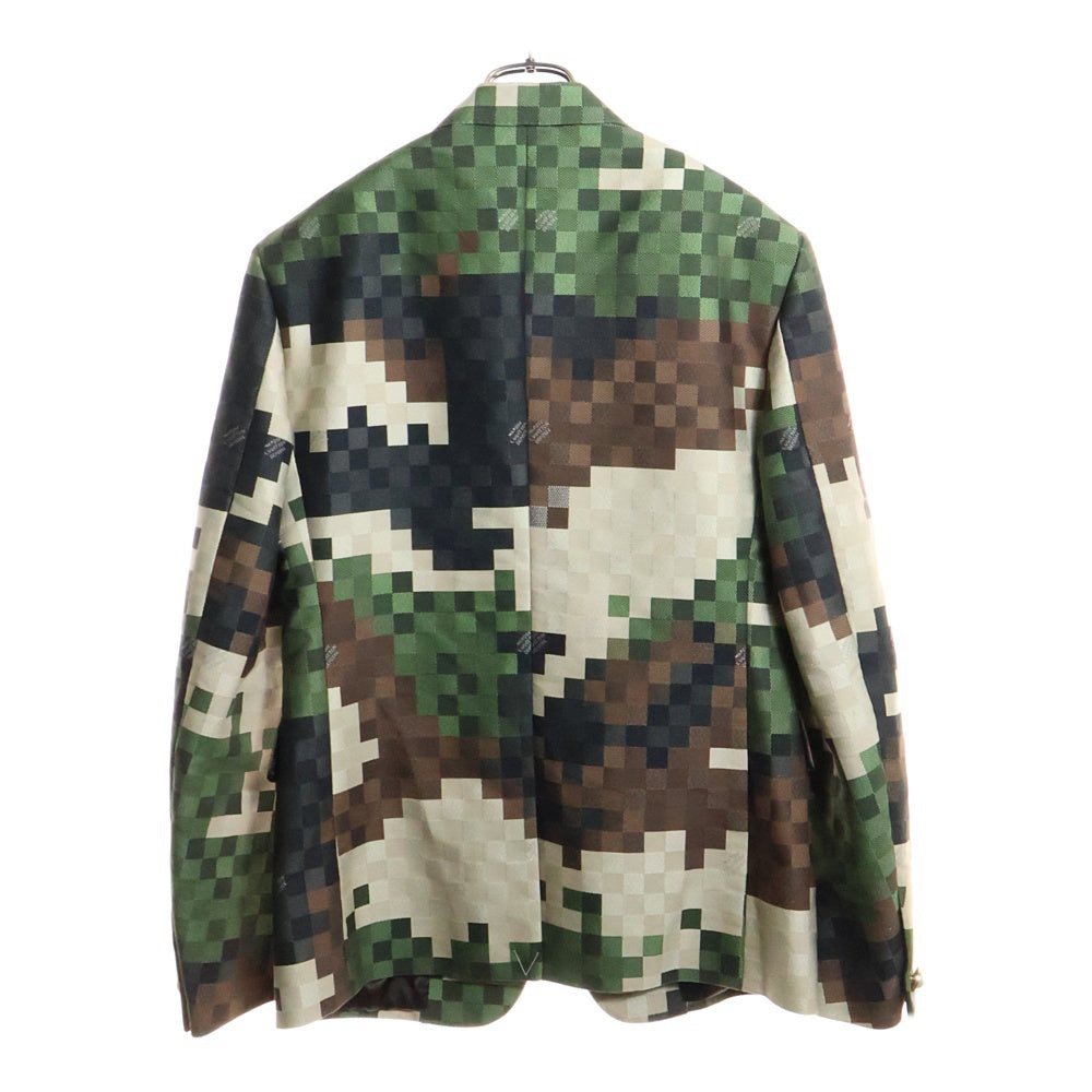 LOUIS VUITTON(ルイヴィトン) 24SS ダモフラージュ ダミエ ピクセル 迷彩 カモフラ総柄 2B テーラードジャケット グリーン×ブラウン×ベージュ RM241 HSB HQJ60E