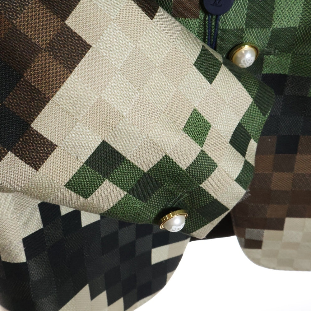 LOUIS VUITTON(ルイヴィトン) 24SS ダモフラージュ ダミエ ピクセル 迷彩 カモフラ総柄 2B テーラードジャケット グリーン×ブラウン×ベージュ RM241 HSB HQJ60E