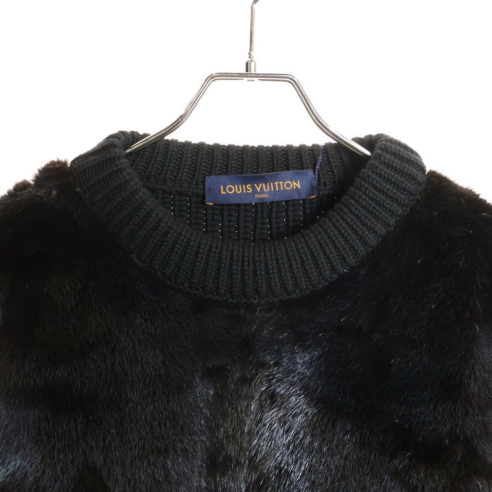 LOUIS VUITTON(ルイヴィトン) モノグラムファー ミンククルーネックウールニットセーター ブラック RM202 YQQ HJN93WYQQ