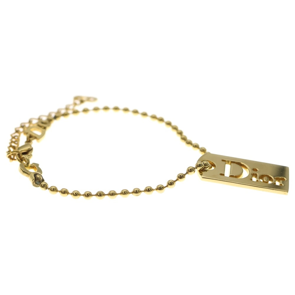 DIOR(ディオール) ロゴ ドックタグ ブレスレット ボールチェーン ゴールド GP