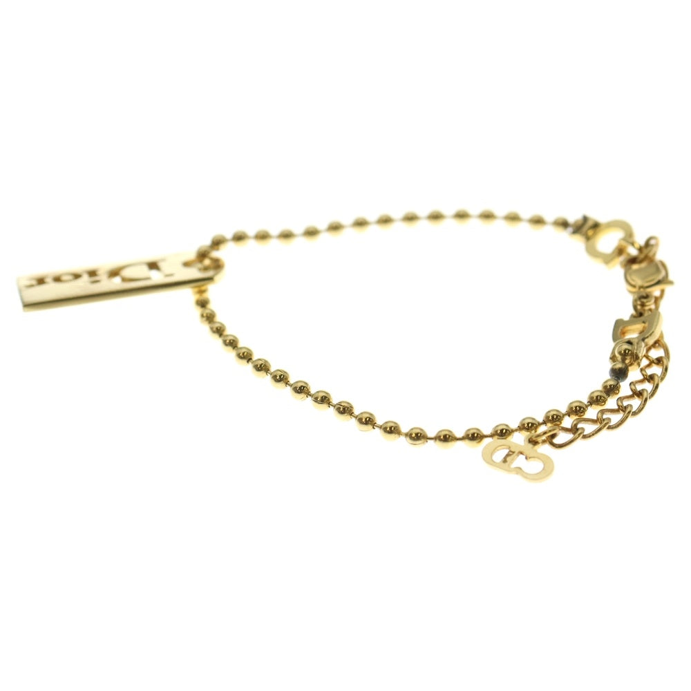 DIOR(ディオール) ロゴ ドックタグ ブレスレット ボールチェーン ゴールド GP
