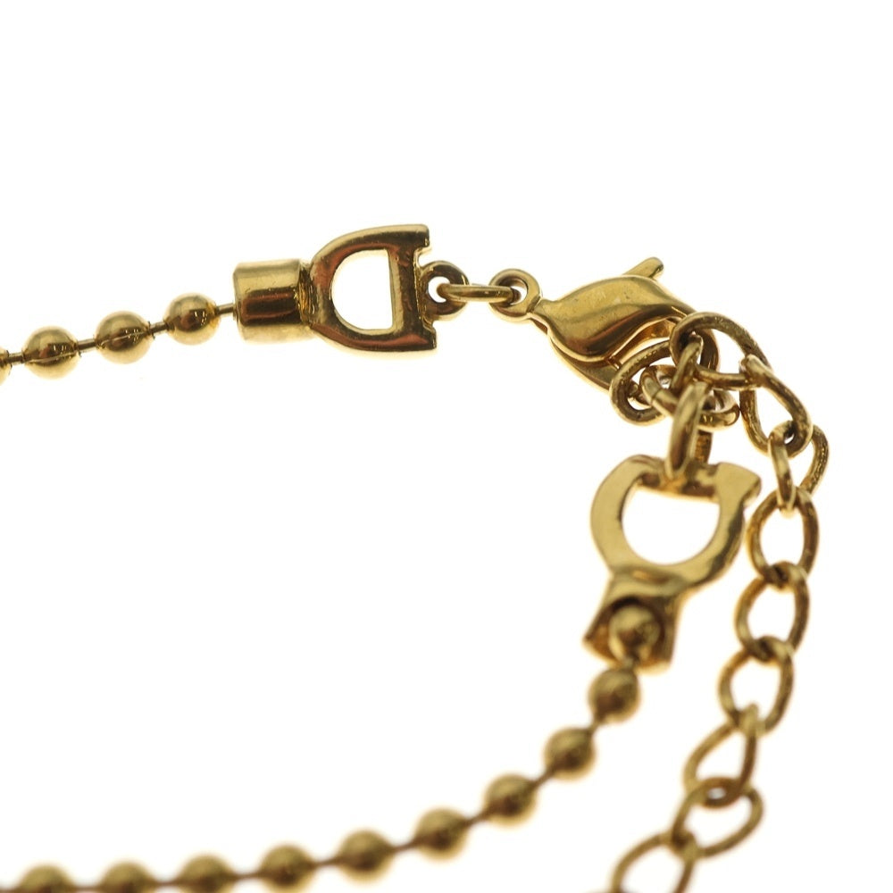 DIOR ロゴ ドックタグ ブレスレット ボールチェーン ゴールド×レッド DIOR(ディオール) ロゴ ドックタグ ブレスレット ボールチェーン