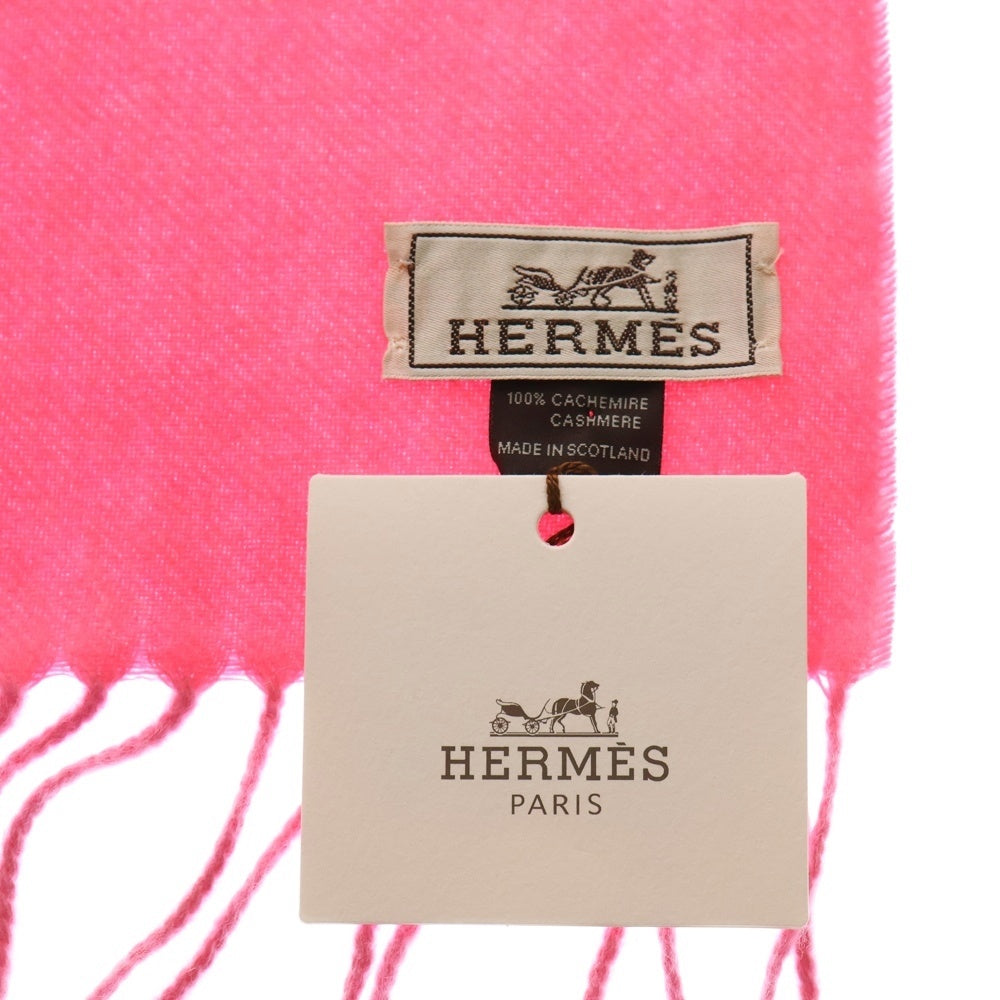HERMES(エルメス) カシミヤ フリンジ マフラー ストール ピンク レディース
