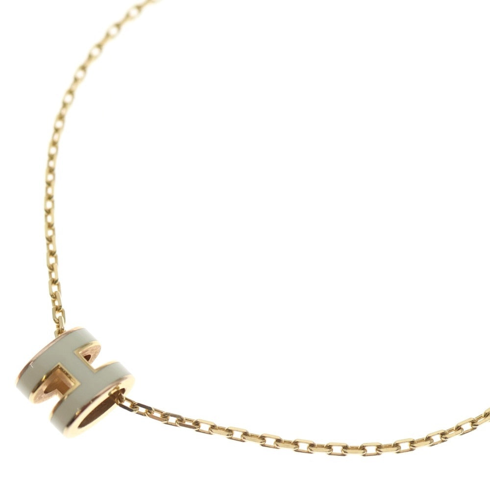 HERMES(エルメス) ポップH ミニ ネックレス ペンダント チェーン マロングラッセ ゴールド×ホワイト GP レディース