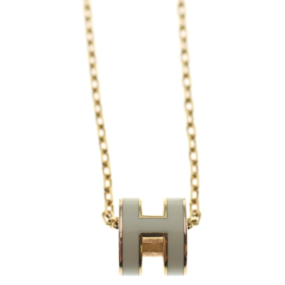 HERMES(エルメス) ポップH ミニ ネックレス ペンダント チェーン マロングラッセ ゴールド×ホワイト GP レディース