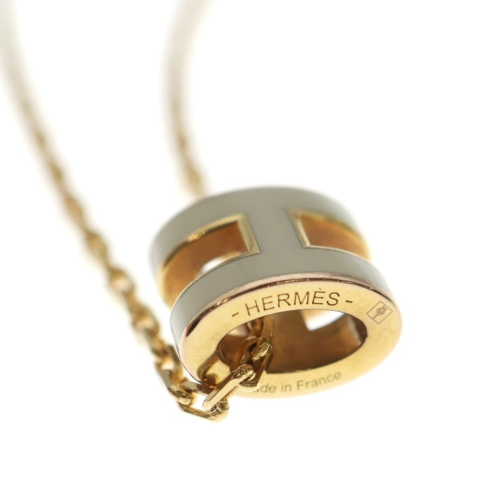 HERMES(エルメス) ポップH ミニ ネックレス ペンダント チェーン マロングラッセ ゴールド×ホワイト GP レディース