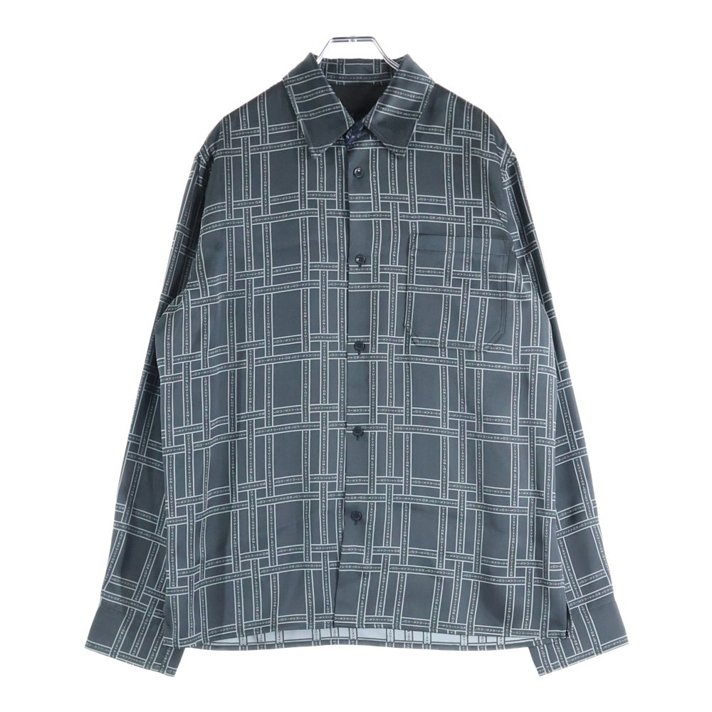 LOUIS VUITTON(ルイヴィトン) 24SS ロゴチェック総柄ジャガード シルク混 ビスコース アセテート 長袖シャツ グレー RM241F 213 HQFS1W