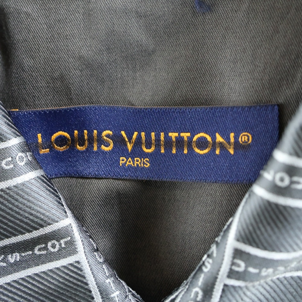 LOUIS VUITTON(ルイヴィトン) 24SS ロゴチェック総柄ジャガード シルク混 ビスコース アセテート 長袖シャツ グレー RM241F 213 HQFS1W