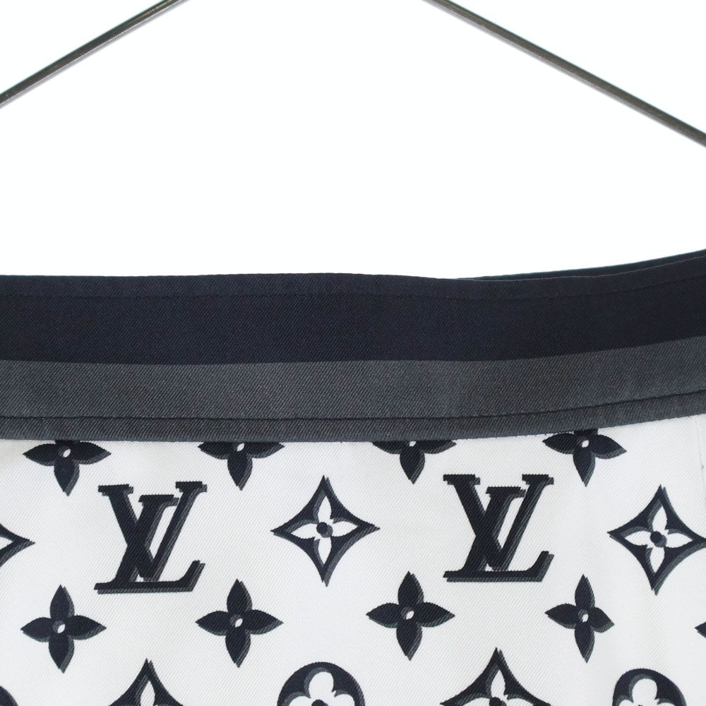 LOUIS VUITTON(ルイヴィトン) 23AW モノグラム 総柄プリント シルク ジップアップ プリーツ ロング スカート ホワイト レディース RW232W ADD FPSX35