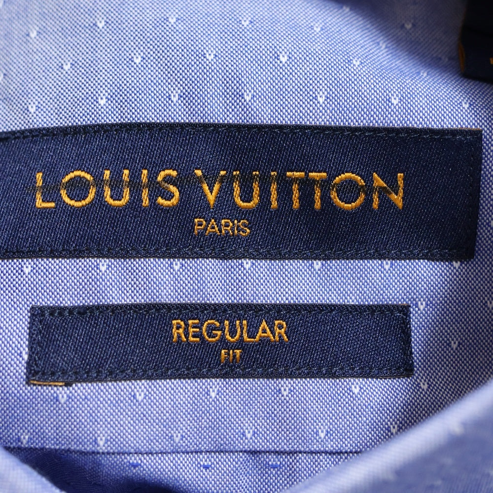 LOUIS VUITTON(ルイヴィトン) 18AW LVワンポイントロゴ刺繍 ボタンダウン 長袖シャツ ブルー RM182Q GHA HFS41W