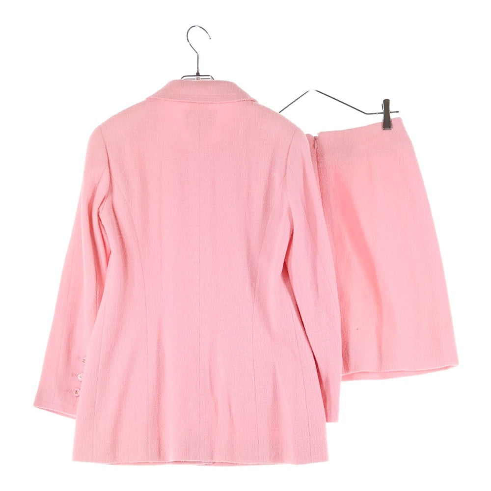 CHANEL(シャネル) 97P スプリングコレクション セットアップ ココマークボタン ウール ツイード 7B ステンカラー ジャケット タイト ミニスカート ピンク レディース P07190V05395