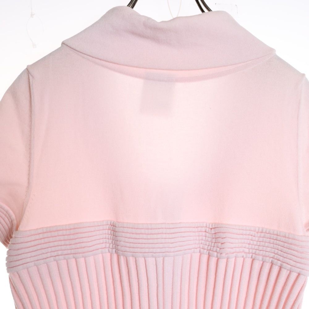 CHANEL(シャネル) 09P スプリングコレクション ココマーク ラインストーンボタン コットンニット 半袖 ミディアムワンピース ドレス ピンク レディース P35662K02101