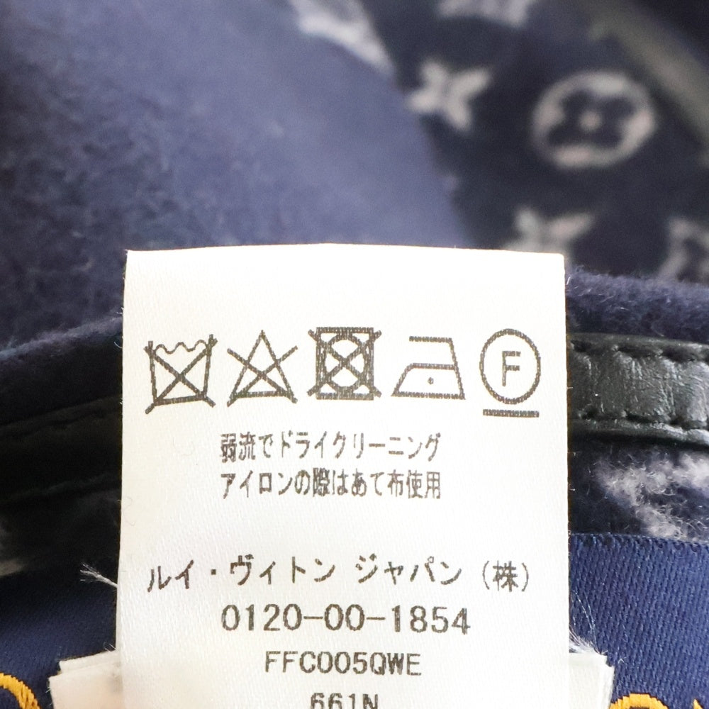LOUIS VUITTON(ルイヴィトン) リバーシブル モノグラム総柄 ジャガード シルク混 ウール ジップアップ ポンチョ ケープ ネイビー レディース FFC005QWE 661N