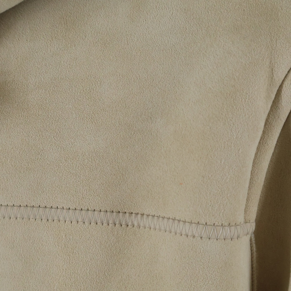 HERMES(エルメス) 25AW セリエボタン ラムスキン シアリング スエード ムートンレザー ボアライニング フーデッド ダッフルコート ベージュ レディース 5H1131DP