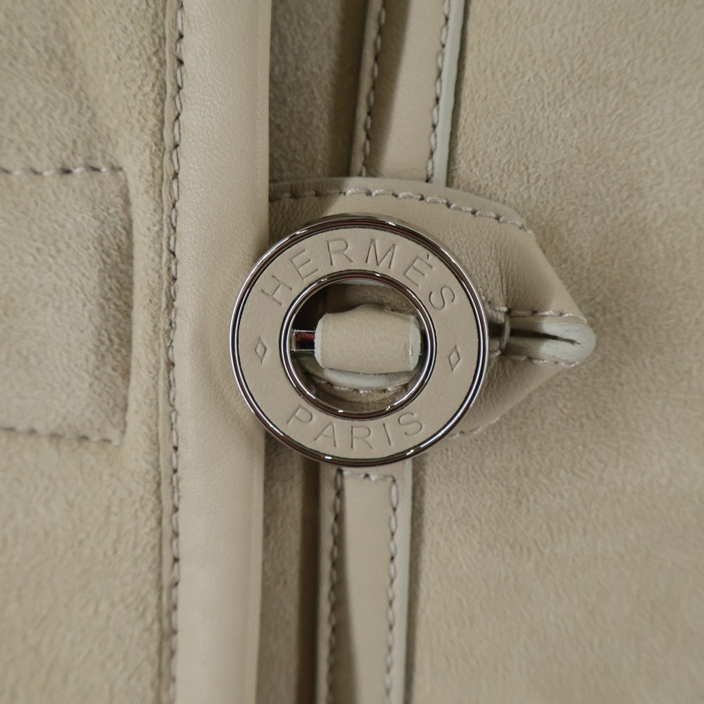 HERMES(エルメス) 25AW セリエボタン ラムスキン シアリング スエード ムートンレザー ボアライニング フーデッド ダッフルコート ベージュ レディース 5H1131DP