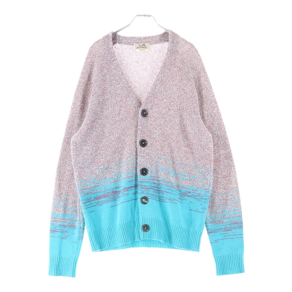 HERMES(エルメス) グラデーション ジャガード カシミヤニット 長袖カーディガン パープル/ライトブルー