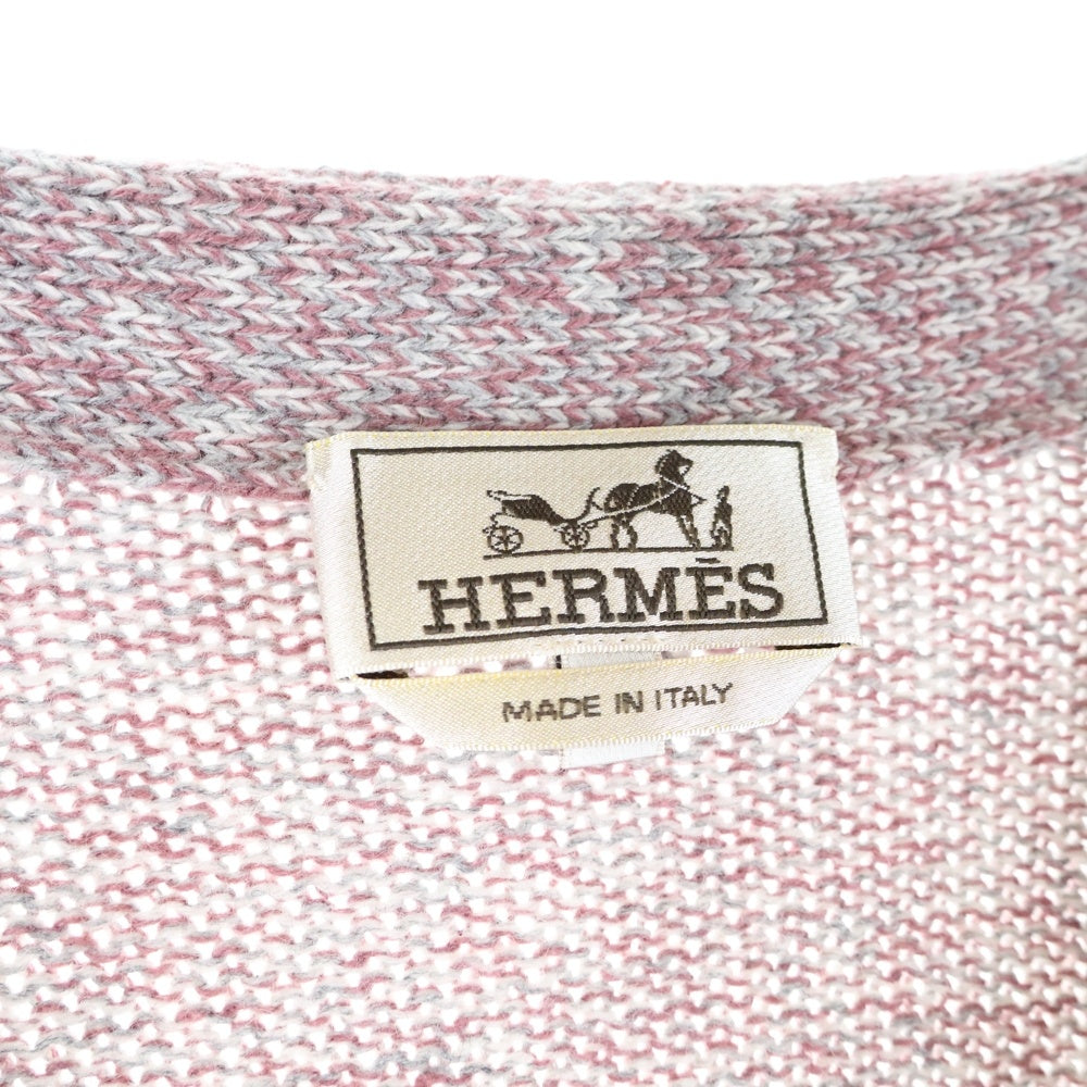 HERMES(エルメス) グラデーション ジャガード カシミヤニット 長袖カーディガン パープル/ライトブルー
