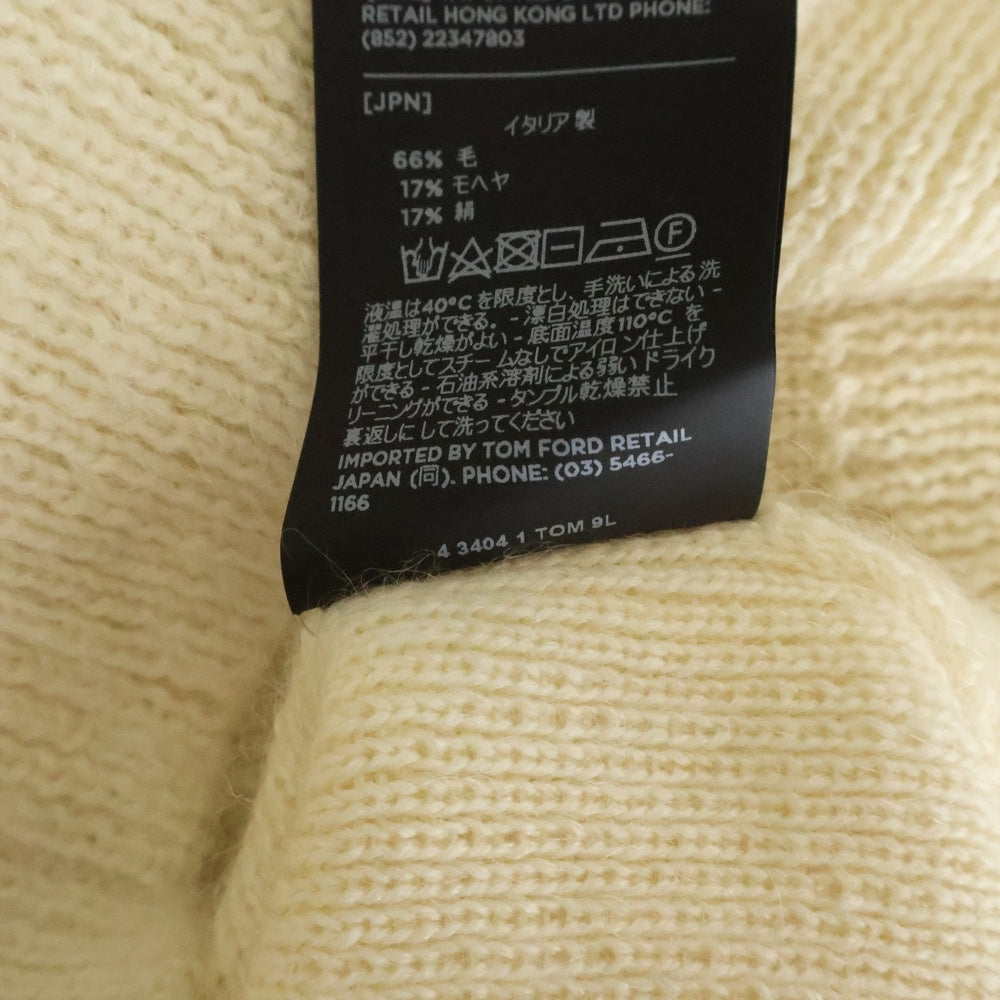 TOM FORD(トムフォード) モヘア シルク混 ウール シャギー クルーネック プルオーバー 長袖ニット セーター ホワイト