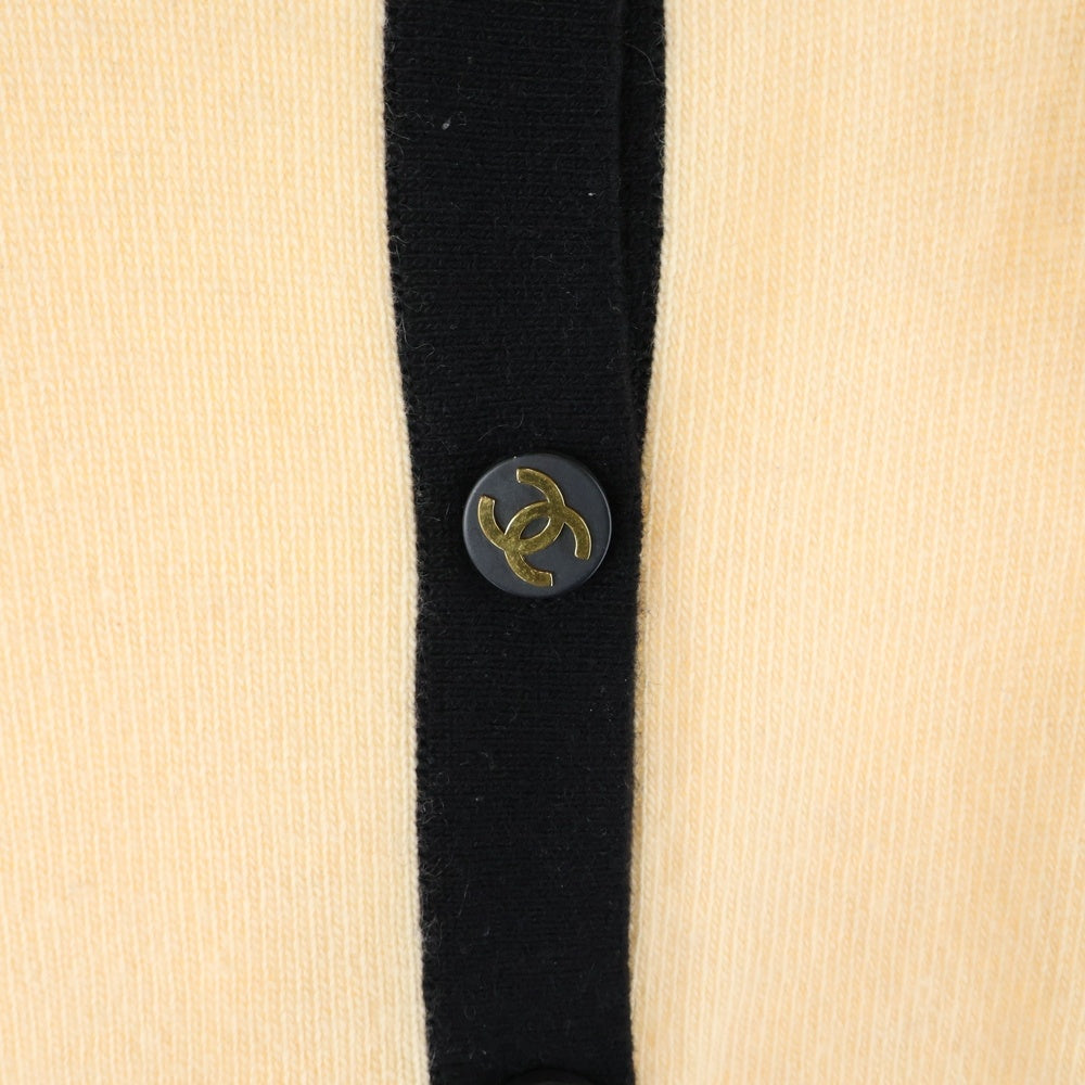 CHANEL(シャネル) 93年製 ココマークボタン バイカラー カシミヤ ニットジャケット カーディガン ベージュ/ブラック レディース