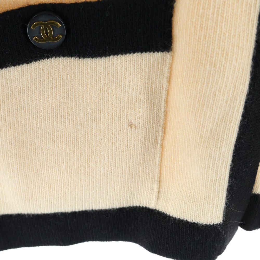 CHANEL(シャネル) 93年製 ココマークボタン バイカラー カシミヤ ニットジャケット カーディガン ベージュ/ブラック レディース