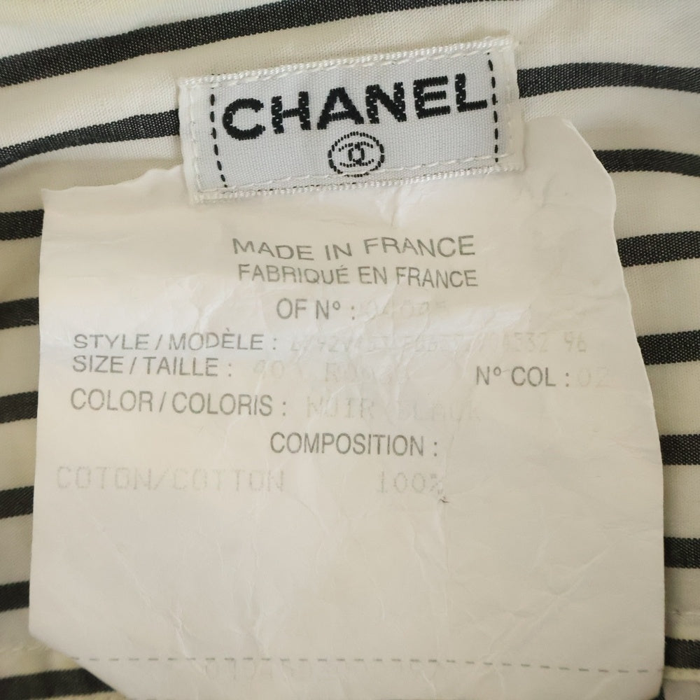 CHANEL(シャネル) 96年製 ココマーク ストライプ総柄 ボタンダウン 長袖シャツホワイト/ブラック レディース
