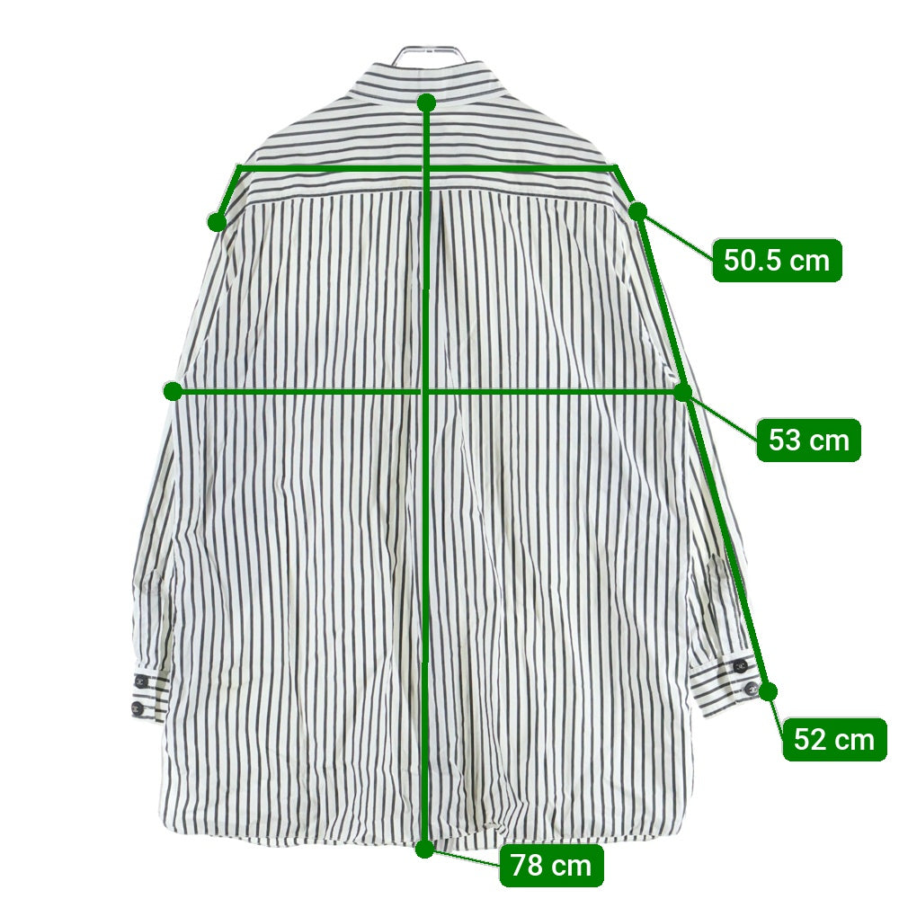 CHANEL(シャネル) 96年製 ココマーク ストライプ総柄 ボタンダウン 長袖シャツホワイト/ブラック レディース