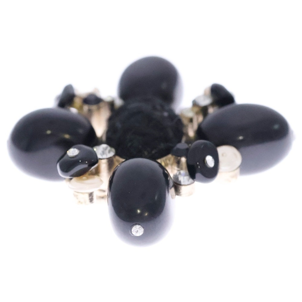 CHANEL(シャネル) ココマーク カラーストーン×フェイクパールブローチ ピンバッジ ブラック×ゴールド レディース