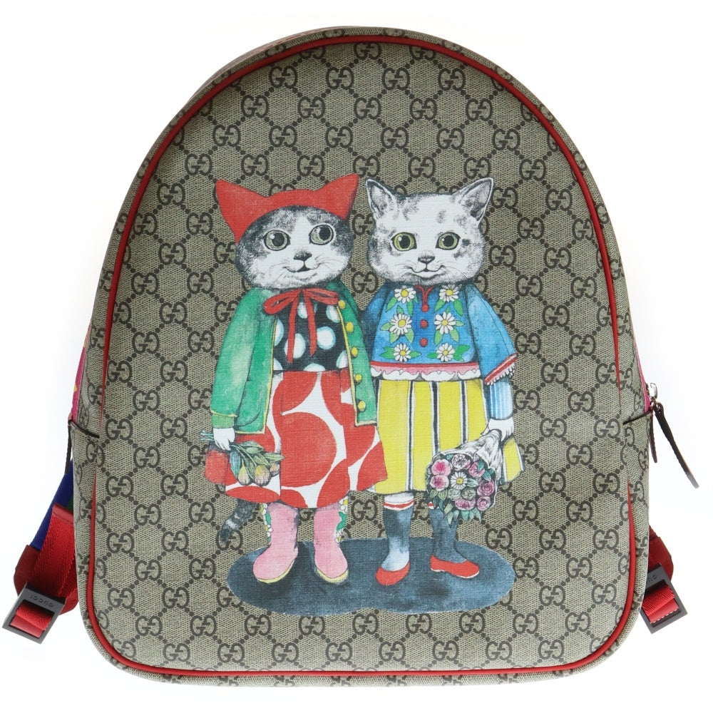 GUCCI(グッチ) グッチ ヒグチユウコ GGスプリーム リュックサック バックパック ベージュ×レッド レザー×PVC 501976 レディース