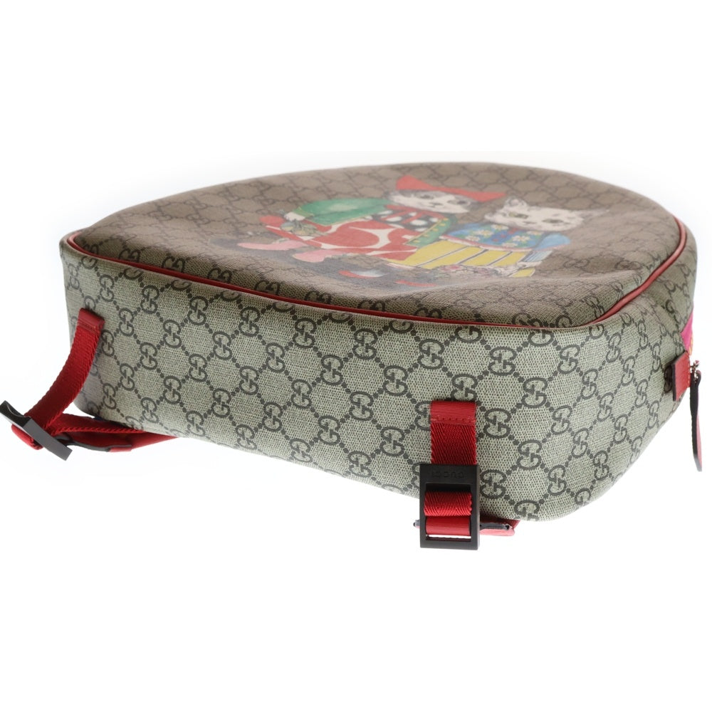 GUCCI(グッチ) グッチ ヒグチユウコ GGスプリーム リュックサック バックパック ベージュ×レッド レザー×PVC 501976 レディース