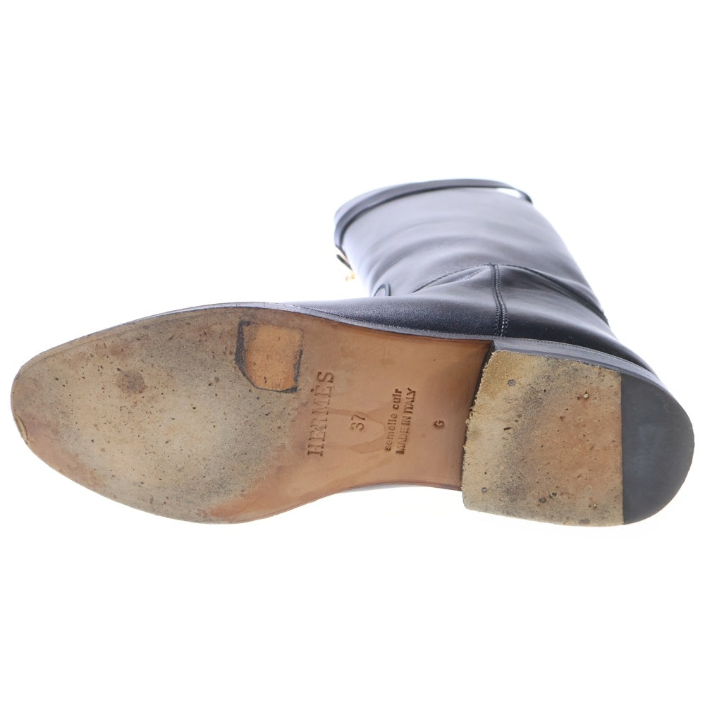 HERMES(エルメス) ジャンピングブーツ ケリー金具 ブラック レザー