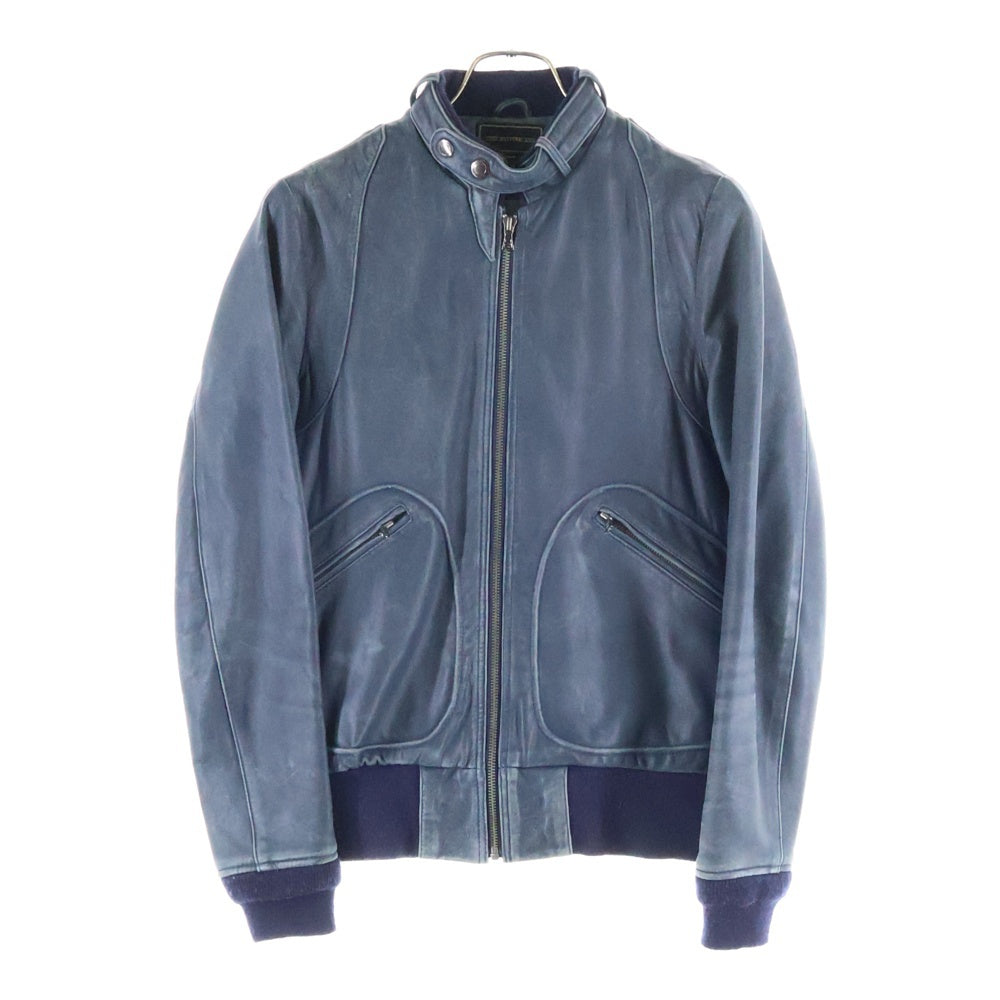 Thee Hysteric XXX(ジィヒステリックトリプルエックス) 裏地総柄プリント ローリングストーンズ ジップアップ シングルライダース ジャケット ネイビー 0604LB01
