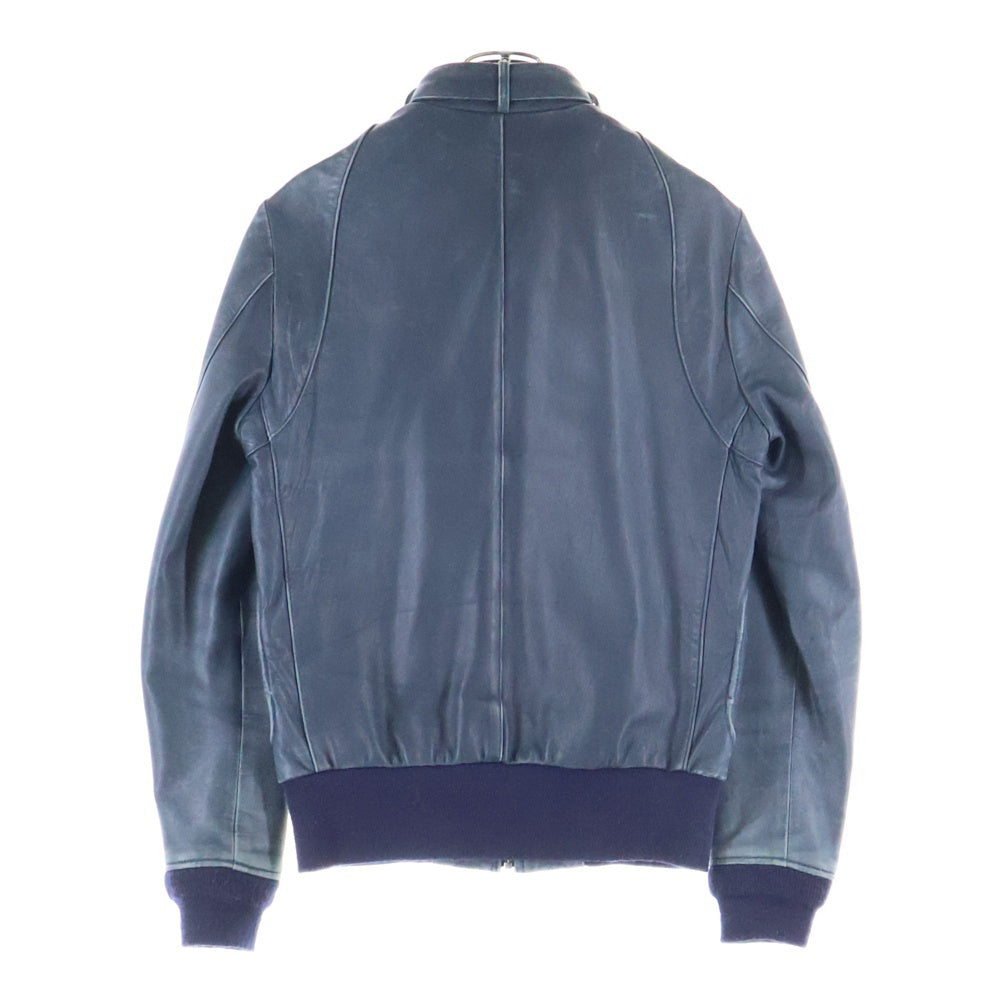 Thee Hysteric XXX(ジィヒステリックトリプルエックス) 裏地総柄プリント ローリングストーンズ ジップアップ シングルライダース ジャケット ネイビー 0604LB01