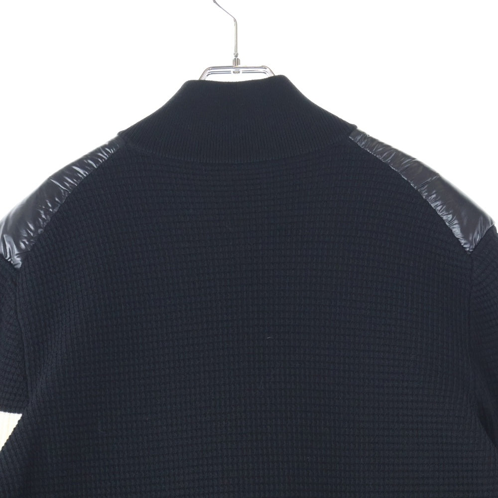 MONCLER(モンクレール) 21AW ラバーワッペンロゴ サーマルニット切り替え ジップアップ ダウンジャケット ブラック G20919B00002 M1131