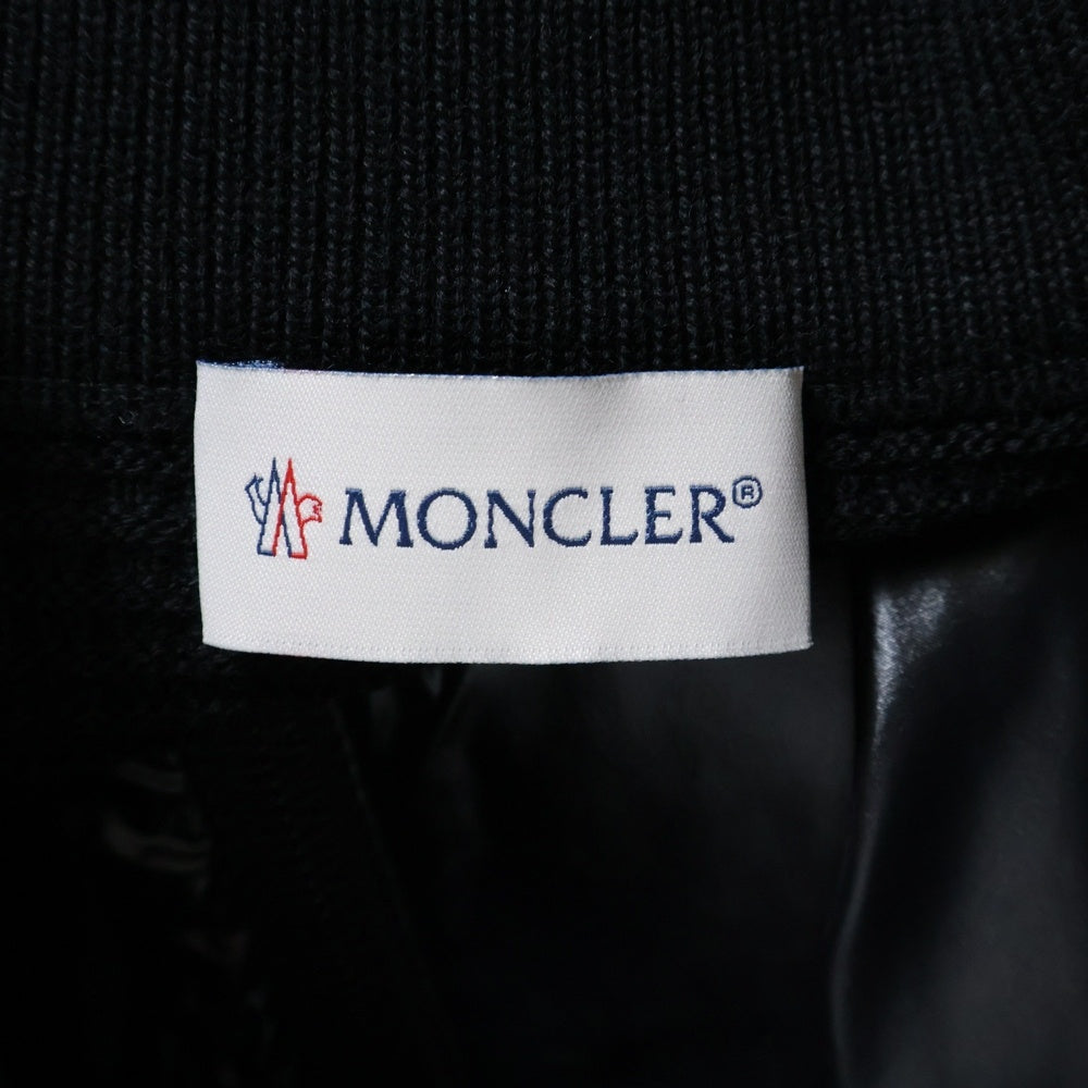 MONCLER(モンクレール) 21AW ラバーワッペンロゴ サーマルニット切り替え ジップアップ ダウンジャケット ブラック G20919B00002 M1131