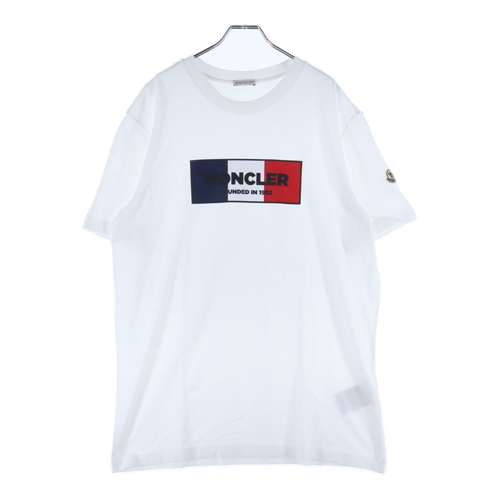 MONCLER(モンクレール) 23AW トリコロール ロゴプリント クルーネック 半袖Tシャツ カットソー ホワイト I20918C00036 8390T