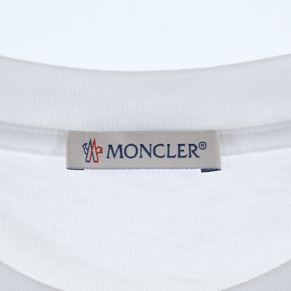 MONCLER(モンクレール) 23AW トリコロール ロゴプリント クルーネック 半袖Tシャツ カットソー ホワイト I20918C00036 8390T