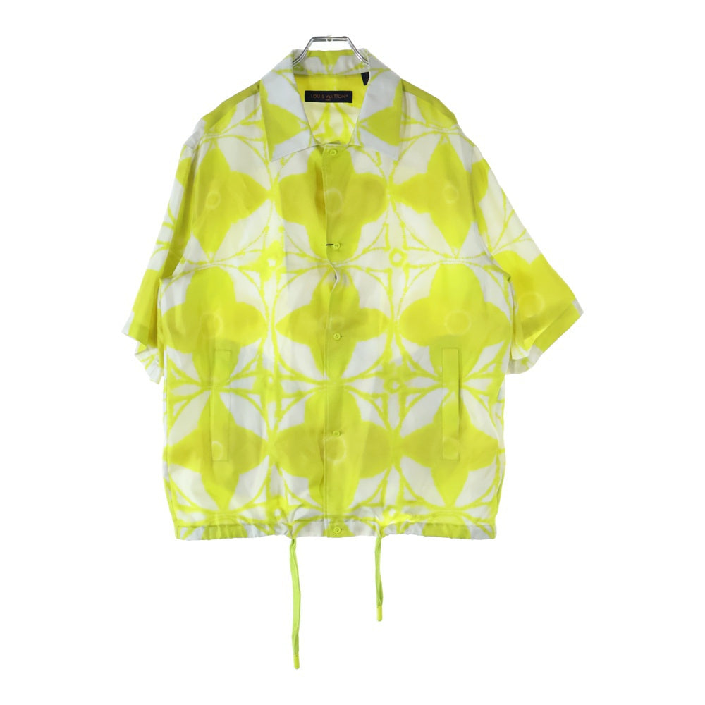LOUIS VUITTON(ルイヴィトン) 23SS モノグラムフラワー シボリ 総柄 シルク ドローストリング 半袖 シャツ イエロー RM231 X45 HOS64W レディース
