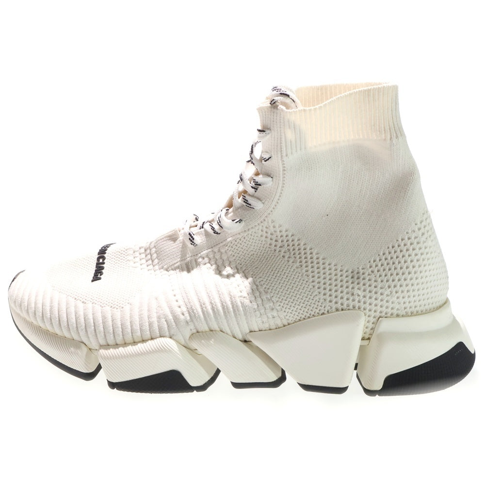 BALENCIAGA(バレンシアガ) スピード 2.0 ラバーロゴプリント レースアップ ハイカットシューズ ソックススニーカー ホワイト 617258