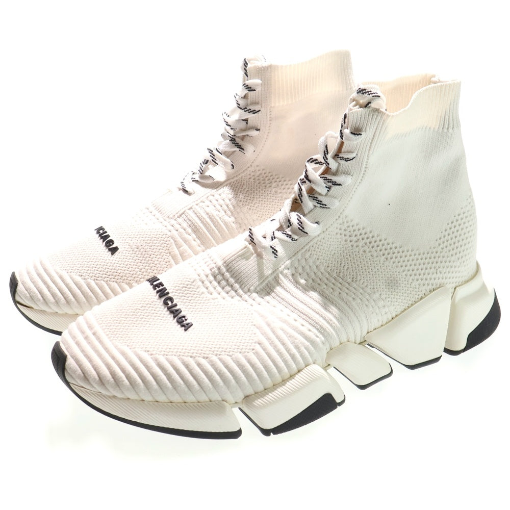 BALENCIAGA(バレンシアガ) スピード 2.0 ラバーロゴプリント レースアップ ハイカットシューズ ソックススニーカー ホワイト 617258