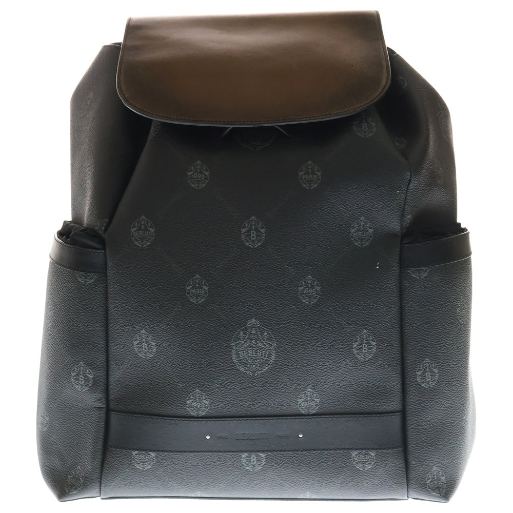 Berluti(ベルルッティ) ハイカー レザー デイパック バックパック リュックサック シルバー金具 ブラック/ブラウン