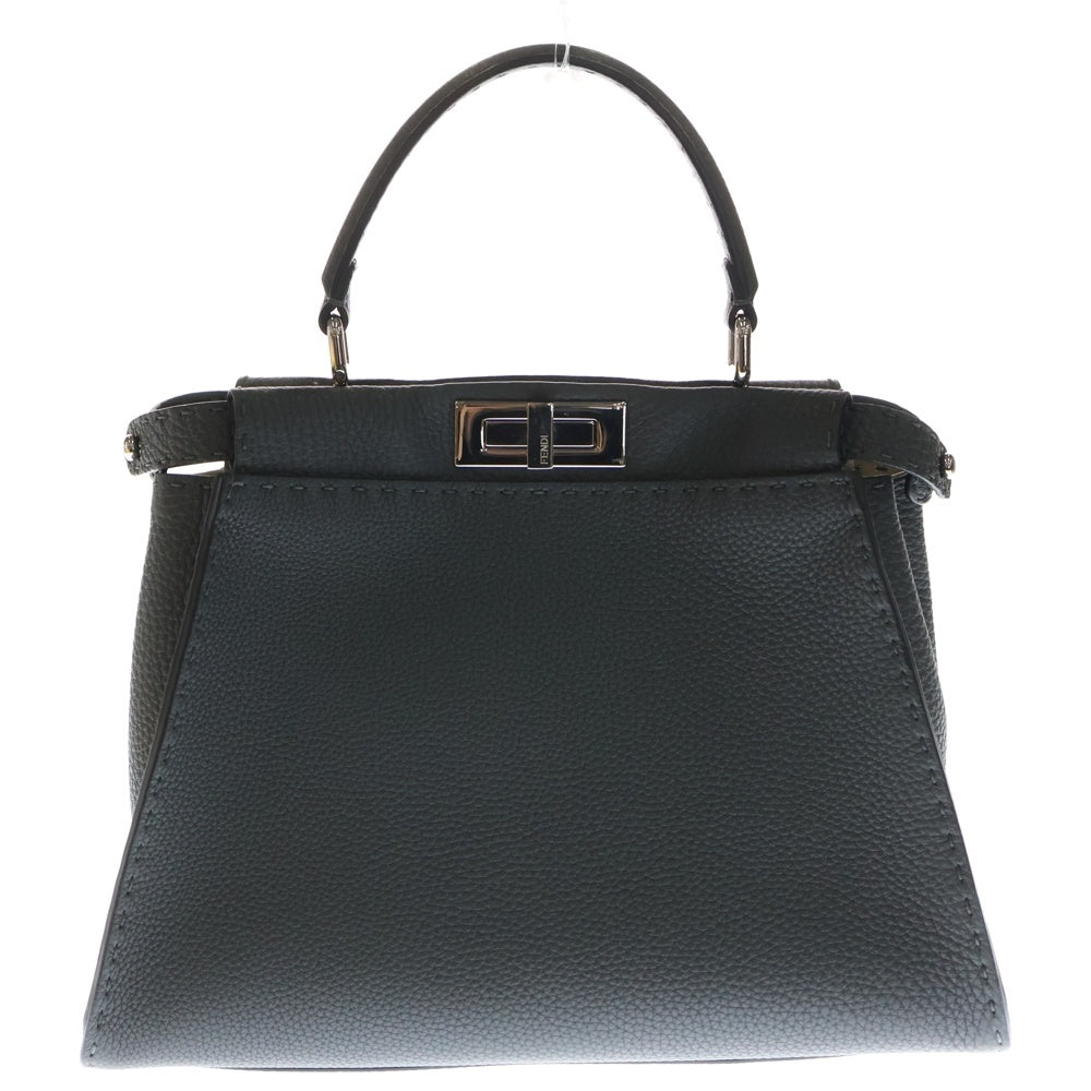 FENDI(フェンディ) ピーカブー セレリア レギュラー 2WAYバッグ ハンドバッグ ショルダーバッグ グレー レザー シルバー金具 レディース